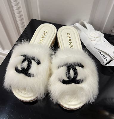 chanel furry slides|sandals in Chanel.